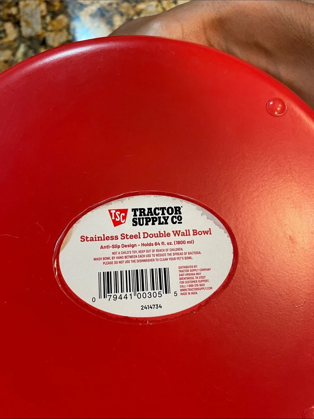 Tractor Supply Co Red Stainless Steel Dog Bowl
